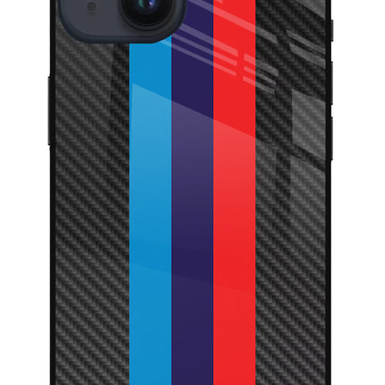 BMW Stripes Pattern iPhone 14 Glass Case Back Cover by Casekaro