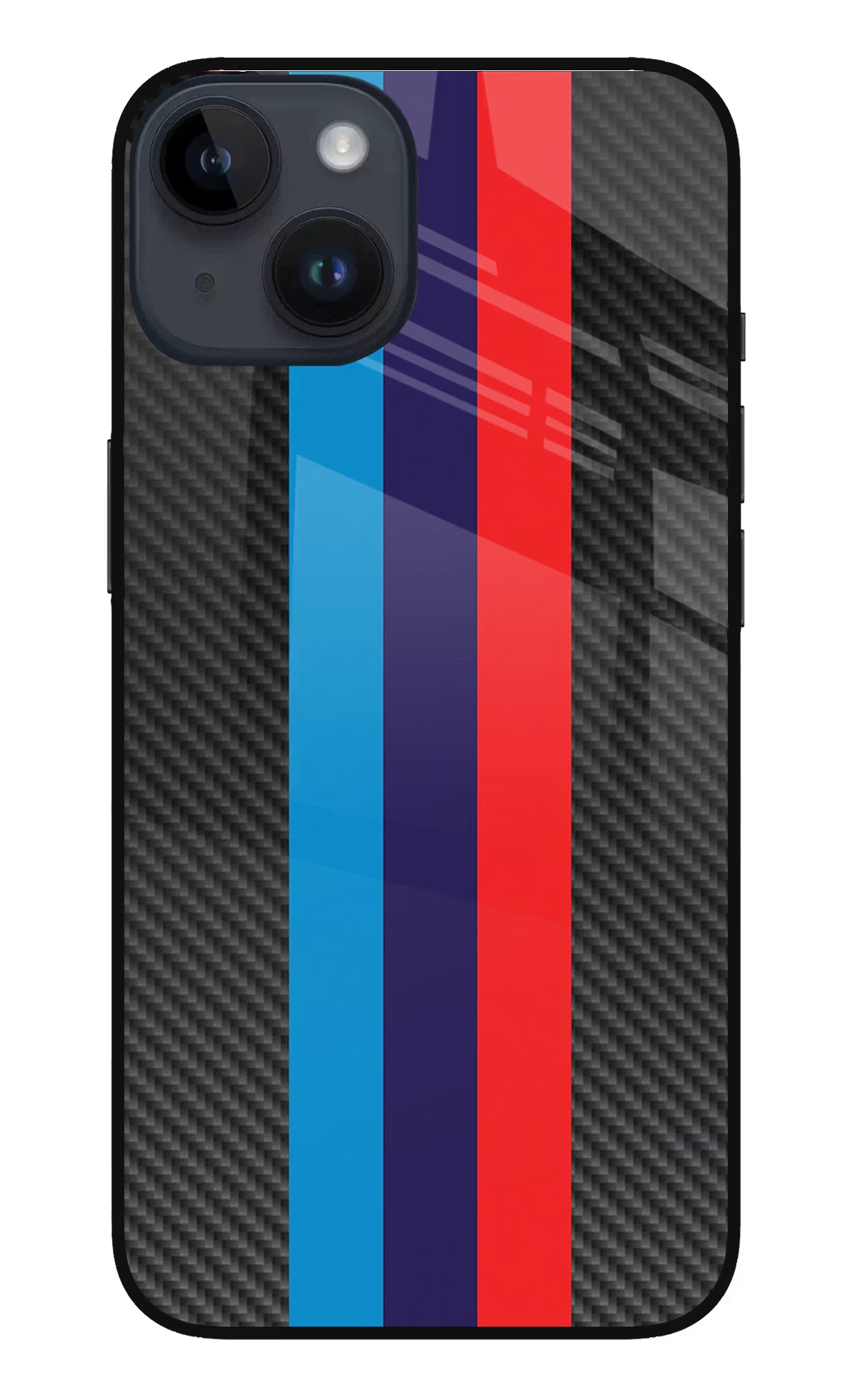 BMW Stripes Pattern iPhone 14 Glass Case Back Cover by Casekaro