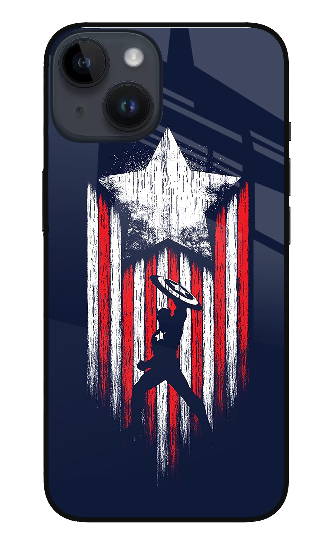 Captain America Marvel Art iPhone 14 Glass Case