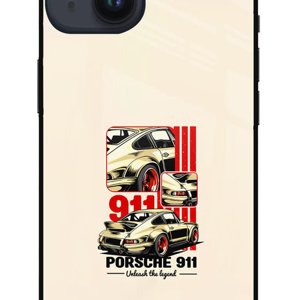 Classic Porsche 911 iPhone 14 Glass Case Back Cover by Casekaro