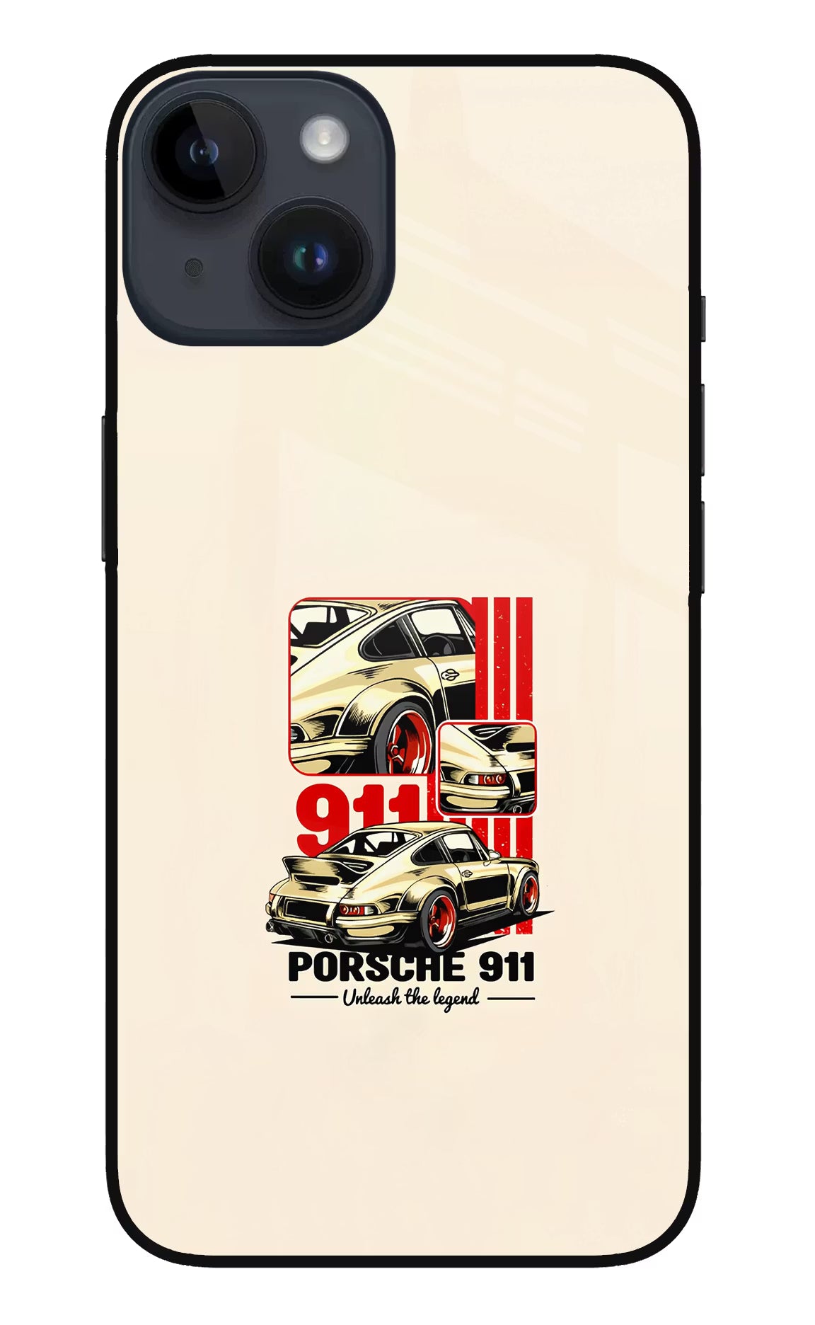 Classic Porsche 911 iPhone 14 Glass Case Back Cover by Casekaro