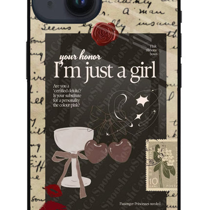 I am just a girl iPhone 14 Glass Case