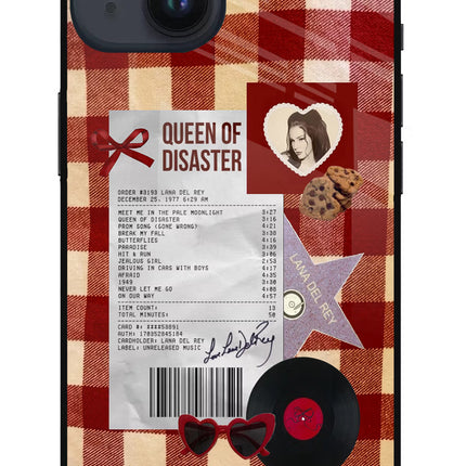 Queen of Disaster iPhone 14 Glass Case Back Cover by Casekaro