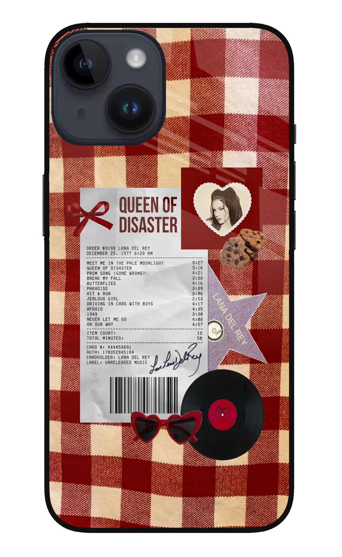 Queen of Disaster iPhone 14 Glass Case Back Cover by Casekaro