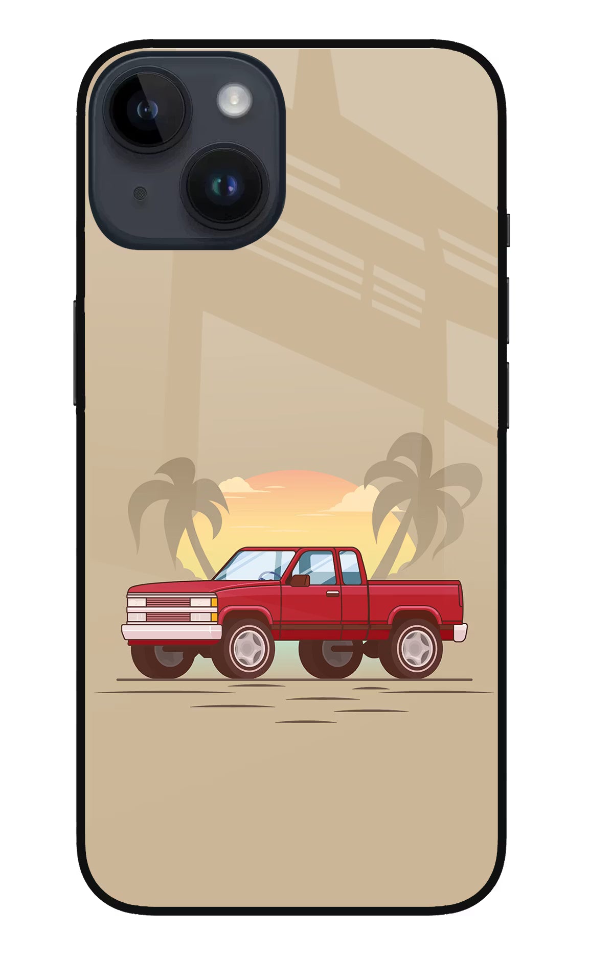 Desert Classic Drive iPhone 14 Glass Case Back Cover by Casekaro