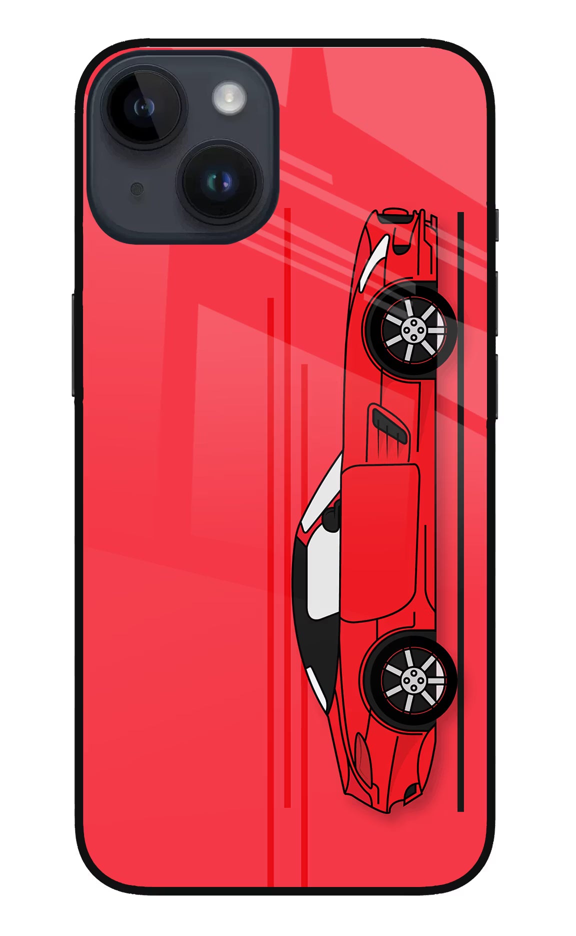 Red Velocity iPhone 14 Glass Case Back Cover by Casekaro