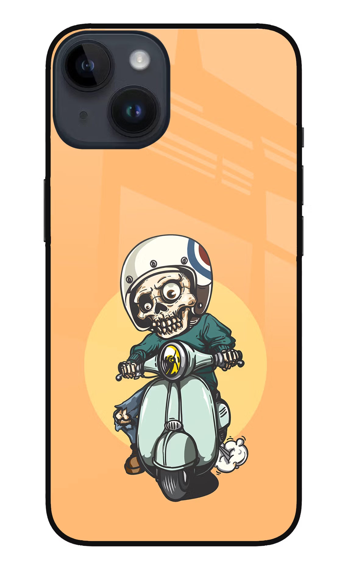 Undead Biker iPhone 14 Glass Case Back Cover by Casekaro