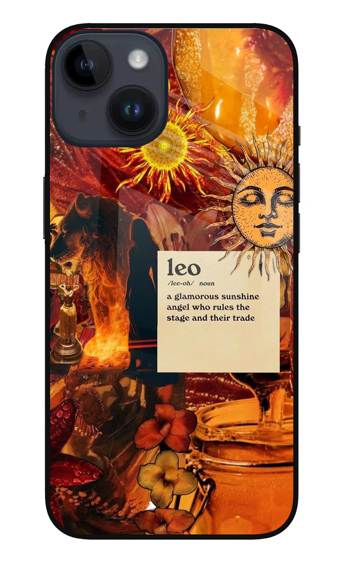 Leo Zodiac iPhone 14 Glass Case Back Cover by Casekaro