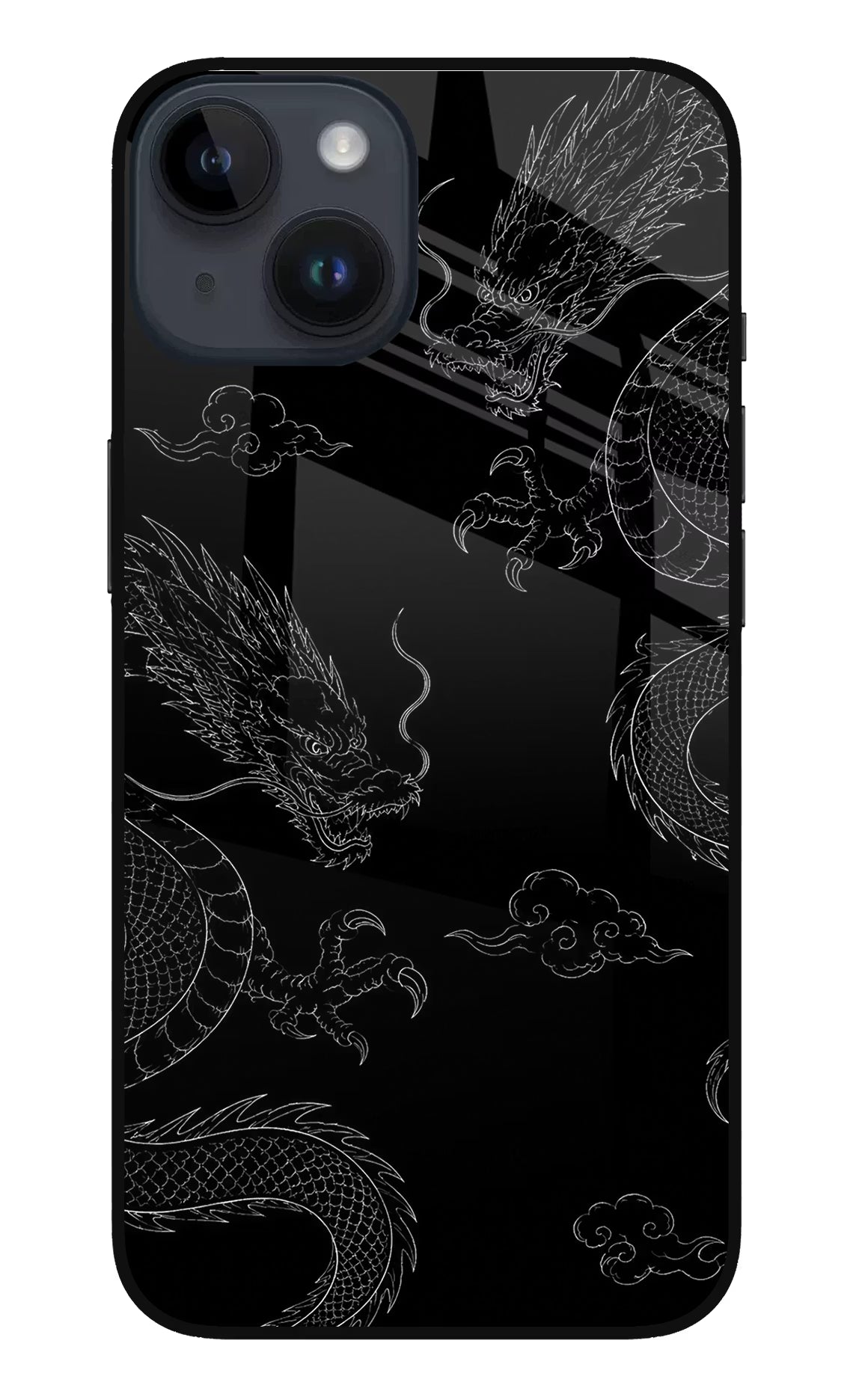 Twin Dragons iPhone 14 Glass Case Back Cover by Casekaro