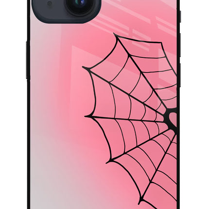 Pink Web iPhone 14 Glass Case Back Cover by Casekaro