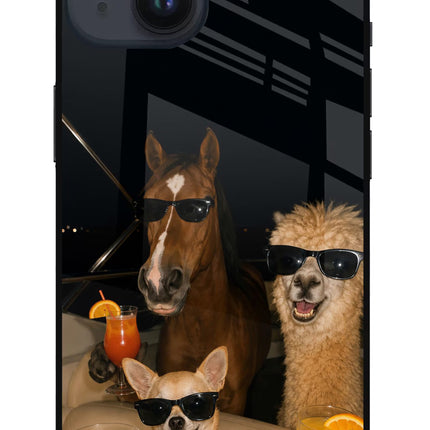 Party Squad iPhone 14 Glass Case Back Cover by Casekaro