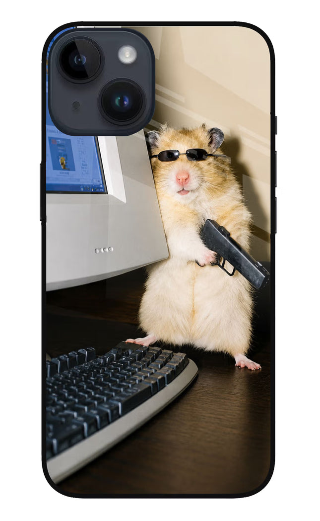 Hacker Hamster iPhone 14 Glass Case