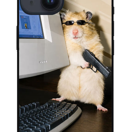 Hacker Hamster iPhone 14 Glass Case Back Cover by Casekaro