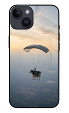 Skydiving Cow iPhone 14 Glass Case