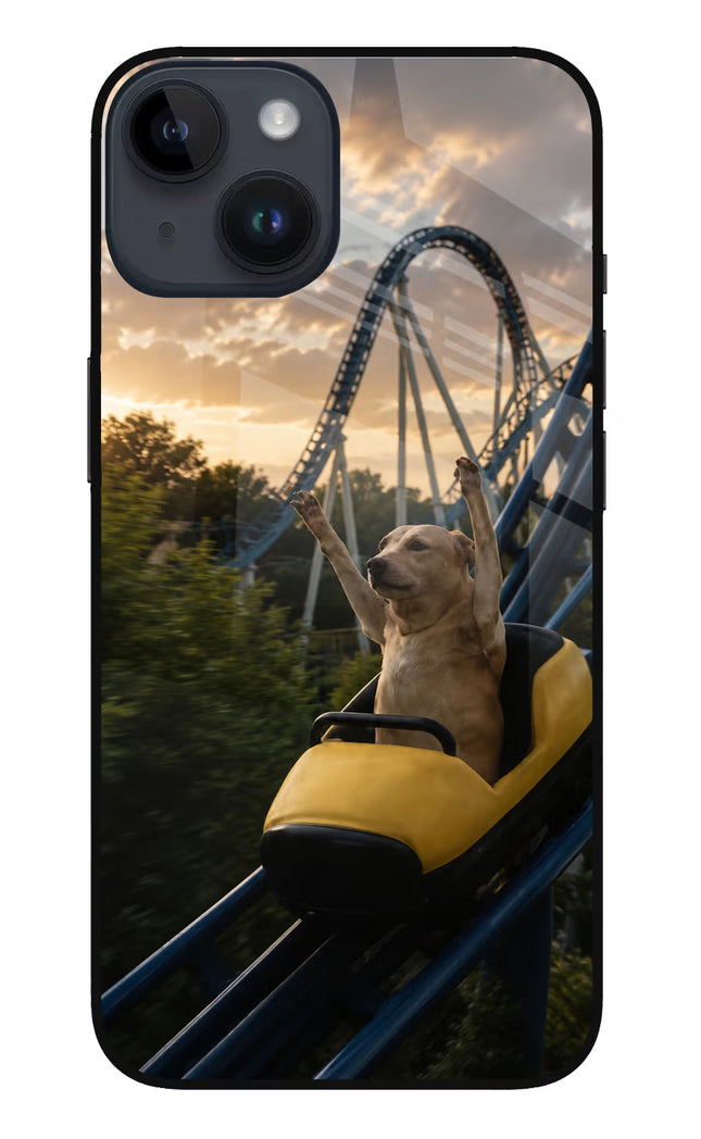 Rollercoaster Dog iPhone 14 Glass Case