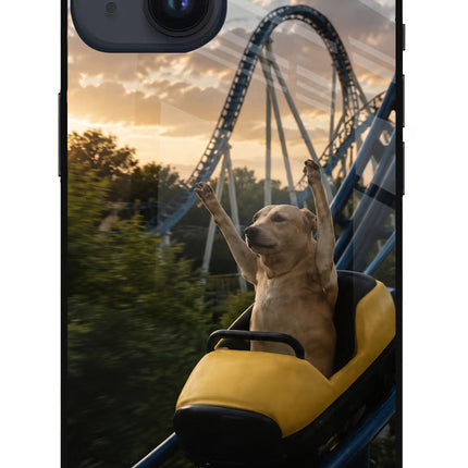 Rollercoaster Dog iPhone 14 Glass Case Back Cover by Casekaro