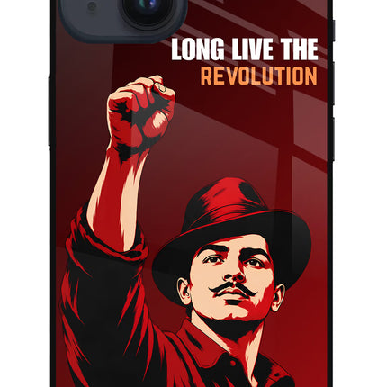 Bhagat Singh Revolution iPhone 14 Glass Case Back Cover by Casekaro