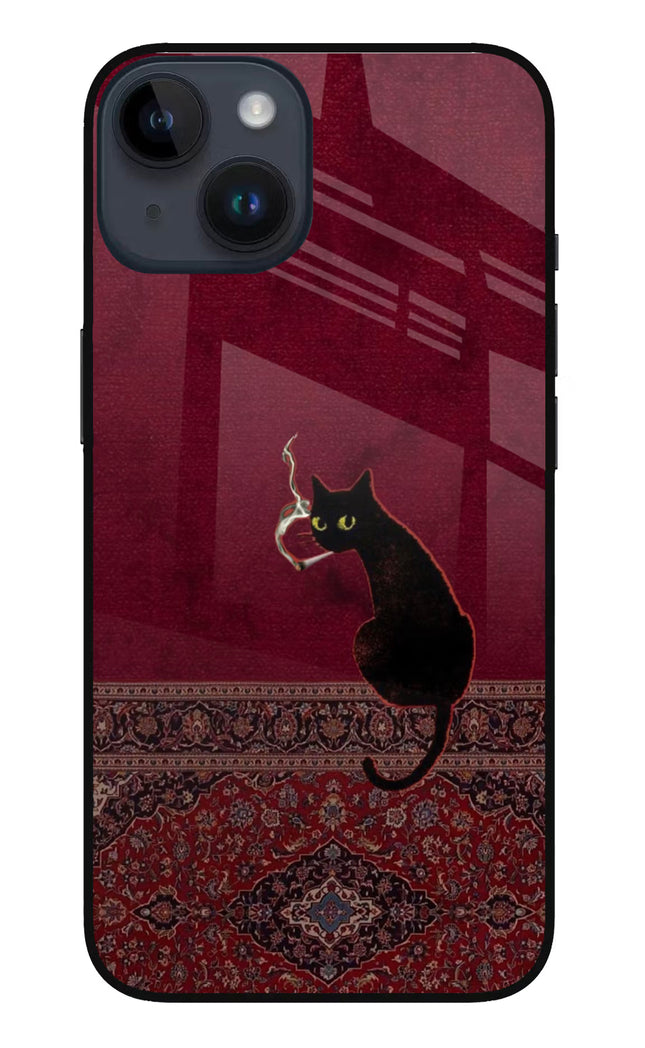 Midnight Cat iPhone 14 Glass Case
