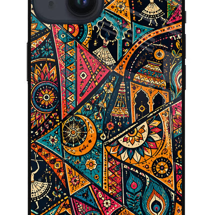Folk Print iPhone 14 Glass Case