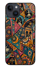 Folk Print iPhone 14 Glass Case