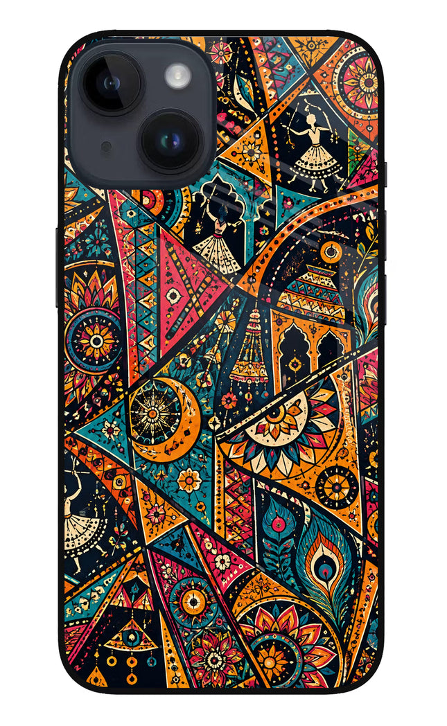 Folk Print iPhone 14 Glass Case