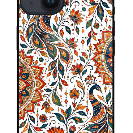 White Mayura iPhone 14 Glass Case