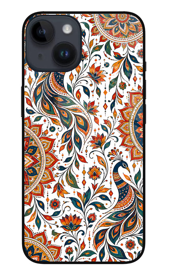 White Mayura iPhone 14 Glass Case