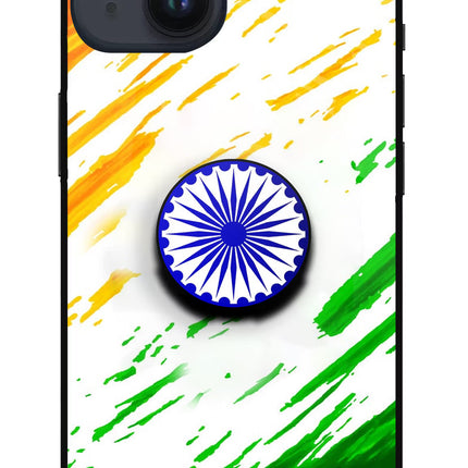 Indian Flag Ashoka Chakra iPhone 14 Glass Case