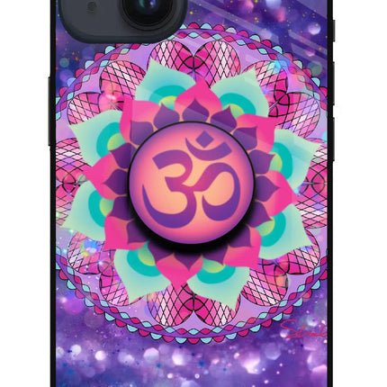 Om Purple iPhone 14 Glass Case