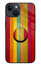 Multicolor Wooden iPhone 14 Glass Case