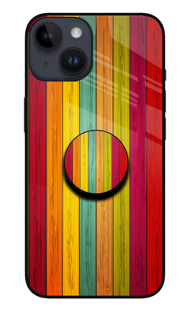 Multicolor Wooden iPhone 14 Glass Case
