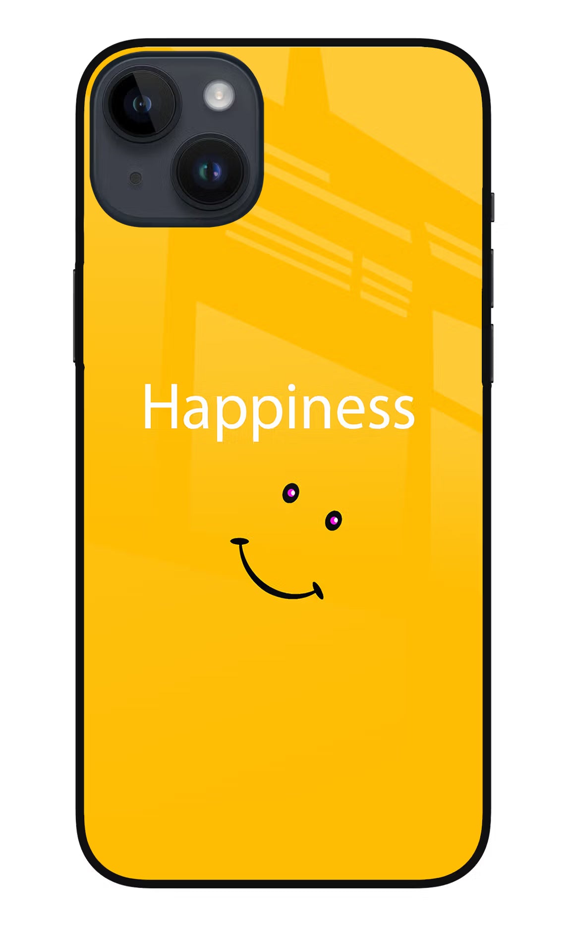 Happiness With Smiley iPhone 14 Plus Glass Case Back Cover by Casekaro