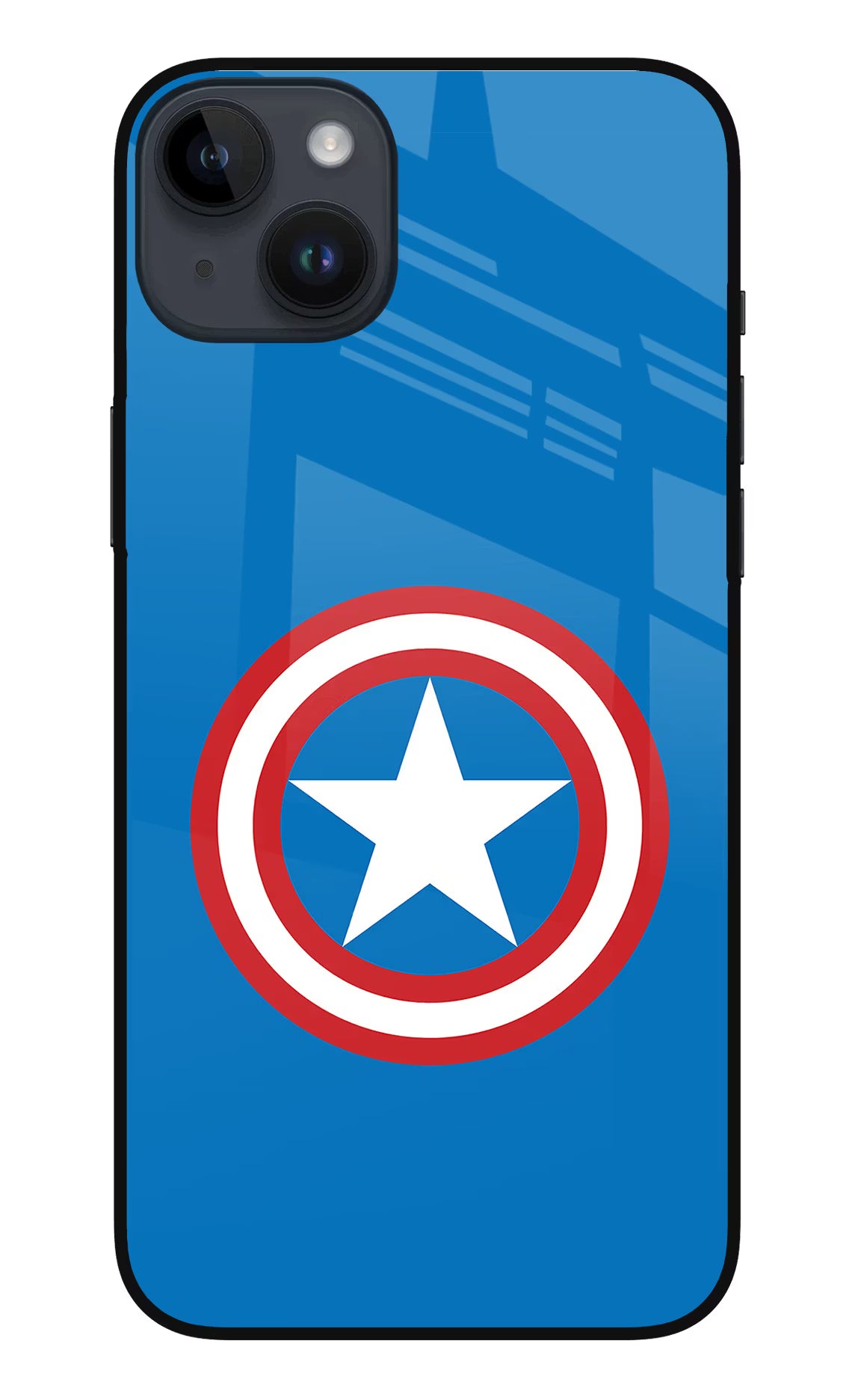 Captain America Logo iPhone 14 Plus Glass Case Back Cover by Casekaro