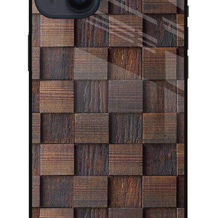 Wooden Cube Design iPhone 14 Plus Glass Case Back Cover by Casekaro