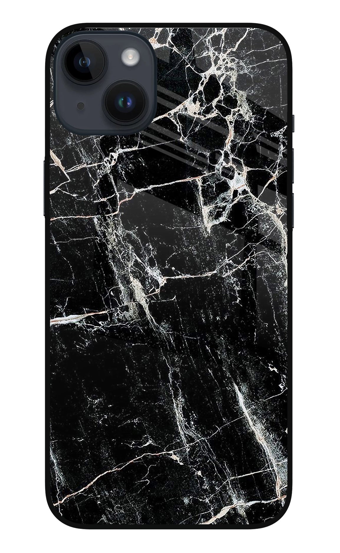 Black Marble Texture iPhone 14 Plus Glass Case