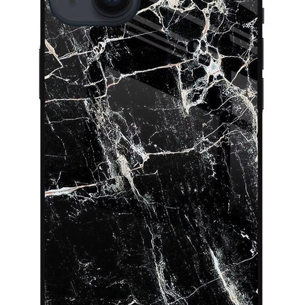 Black Marble Texture iPhone 14 Plus Glass Case