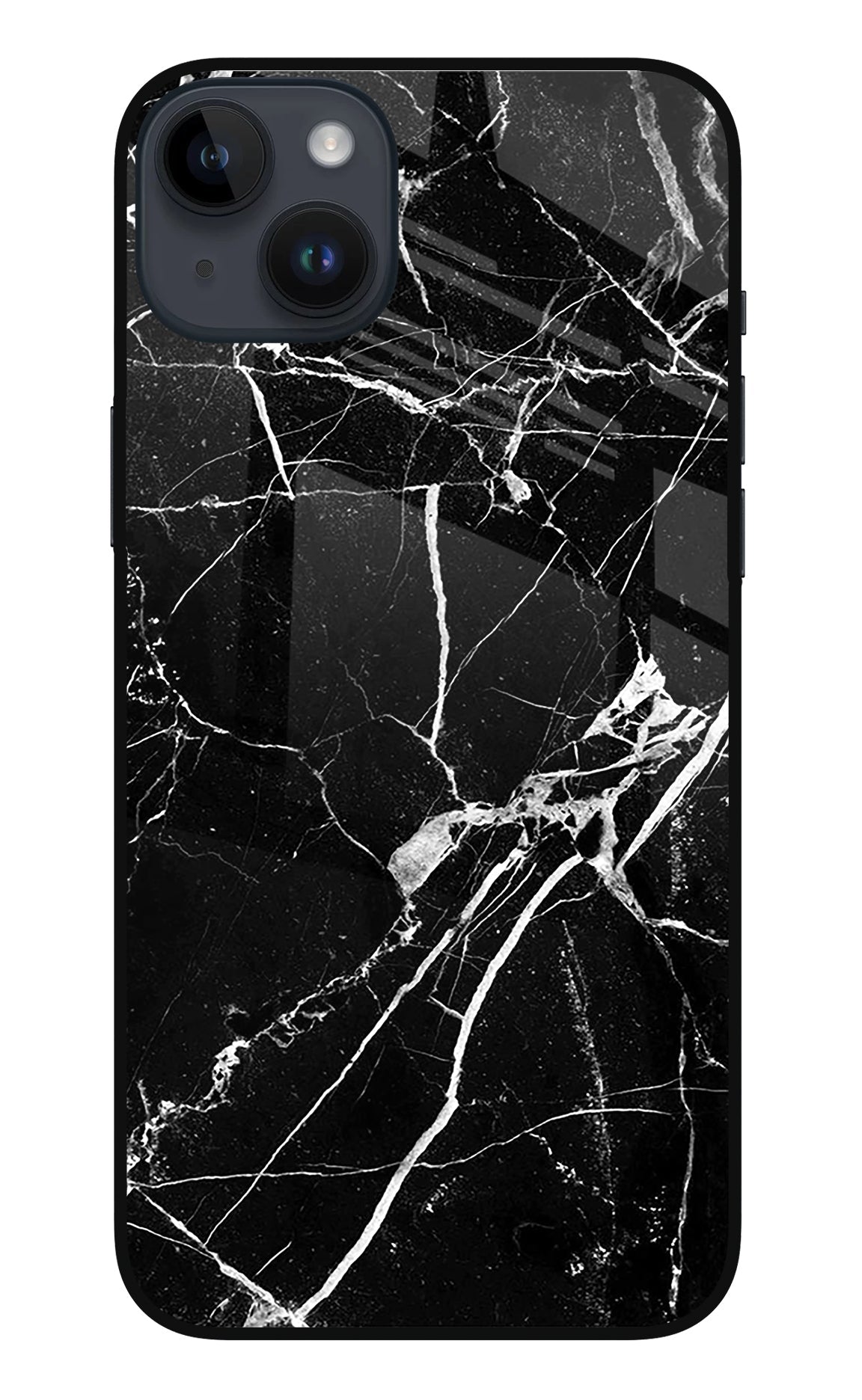 Black Marble Pattern iPhone 14 Plus Glass Case