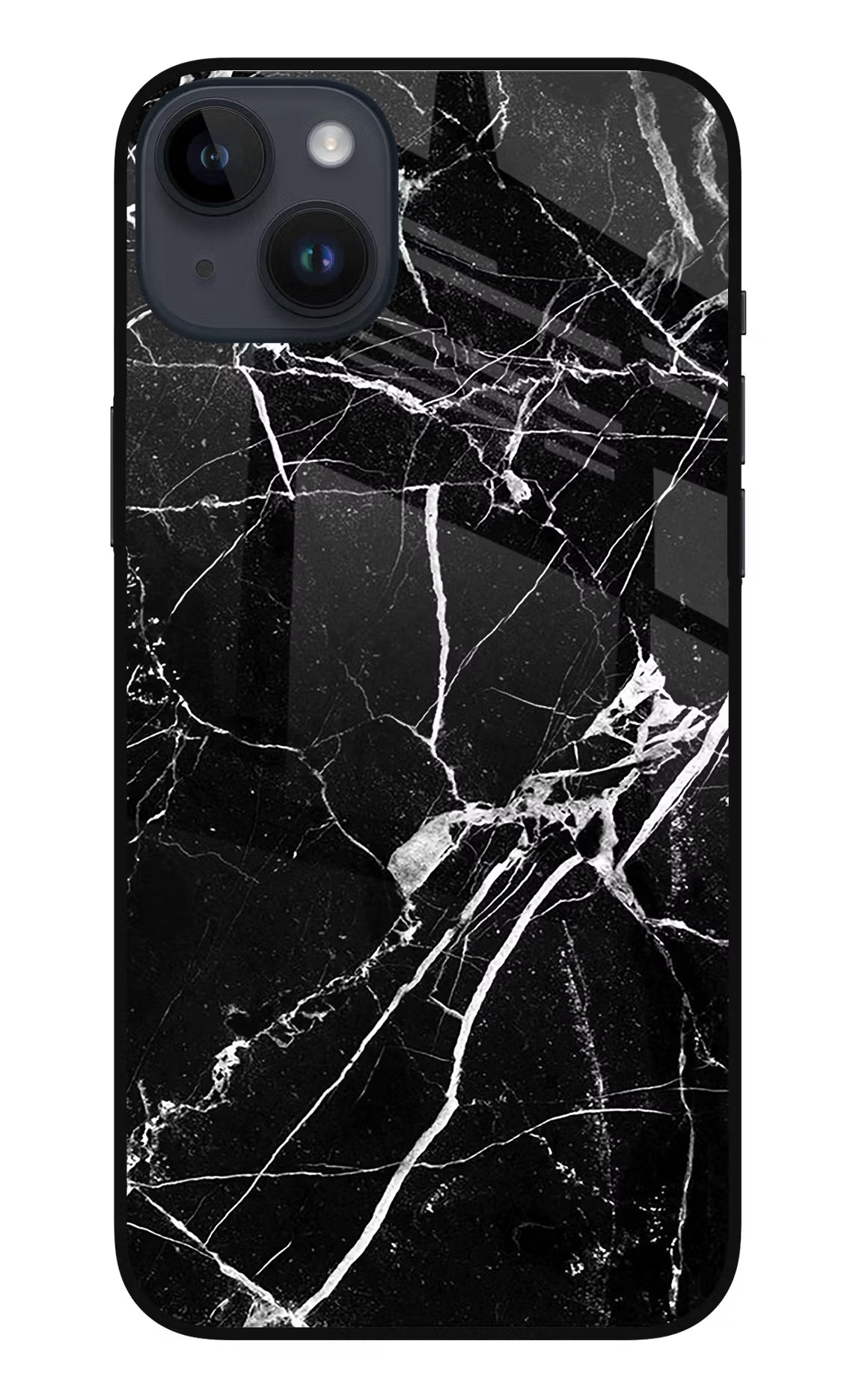 Black Marble Pattern iPhone 14 Plus Glass Case Back Cover by Casekaro