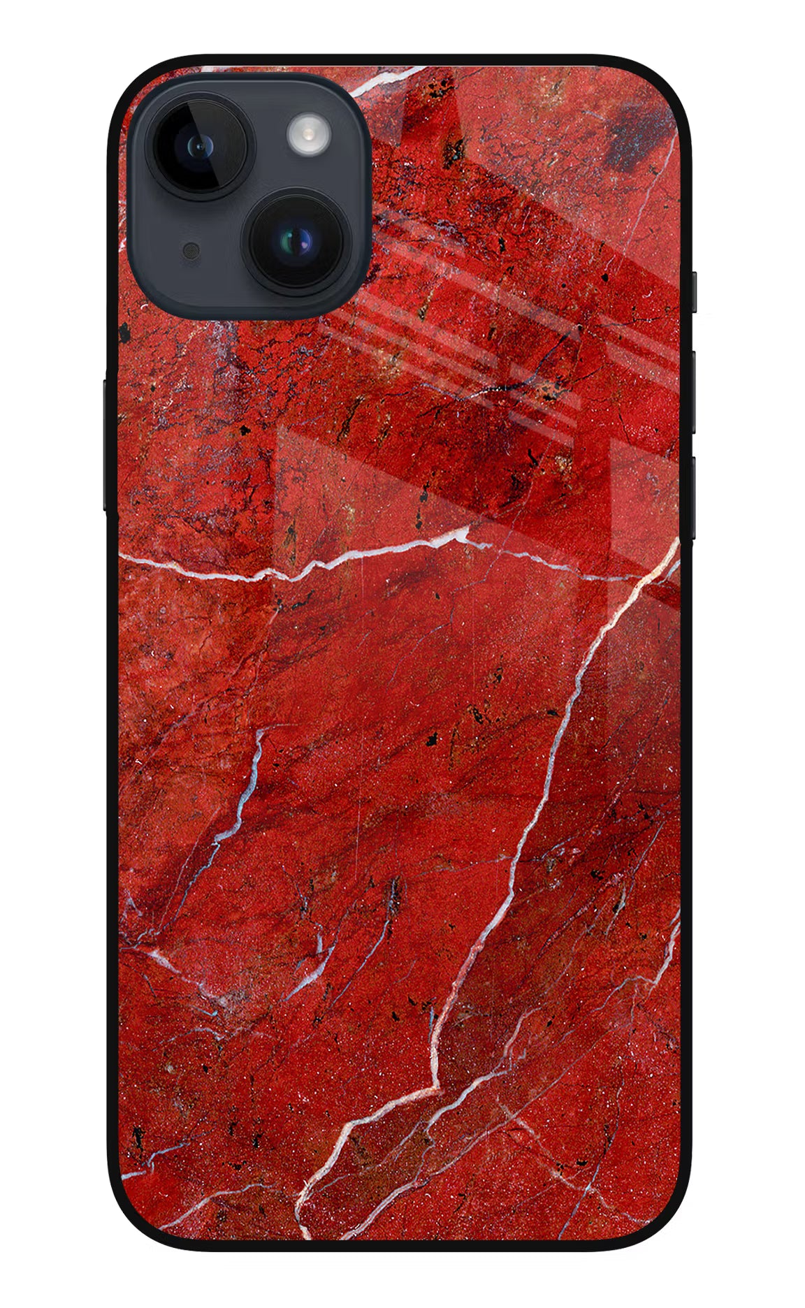 Red Marble Design iPhone 14 Plus Glass Case Back Cover by Casekaro