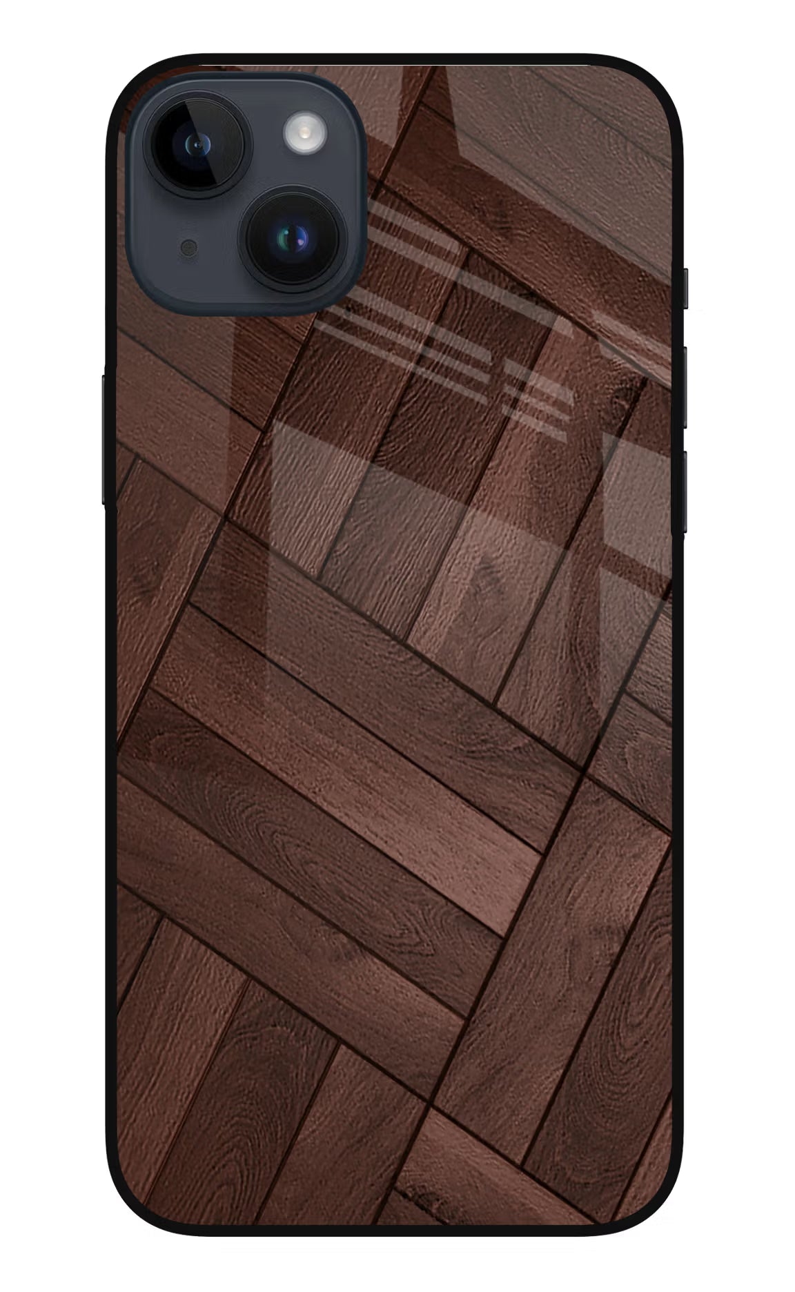 Wooden Texture Design iPhone 14 Plus Glass Case Back Cover by Casekaro