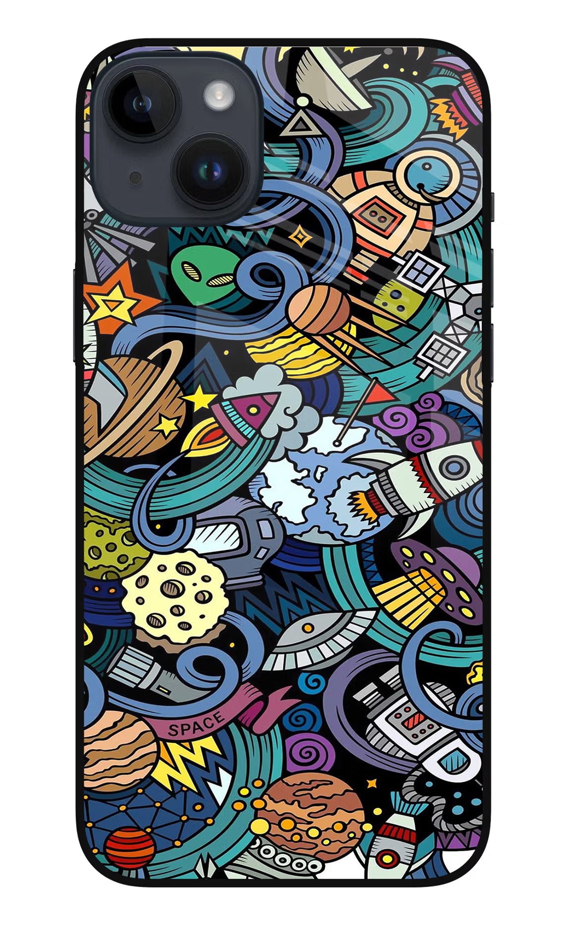 Space Abstract iPhone 14 Plus Glass Case Back Cover by Casekaro