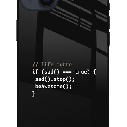 Life Motto Code iPhone 14 Plus Glass Case Back Cover by Casekaro