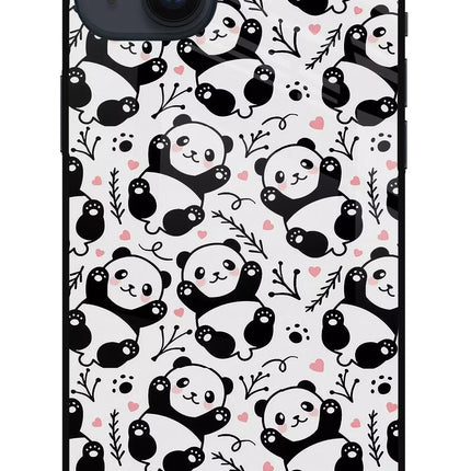 Cute Panda iPhone 14 Plus Glass Case Back Cover by Casekaro
