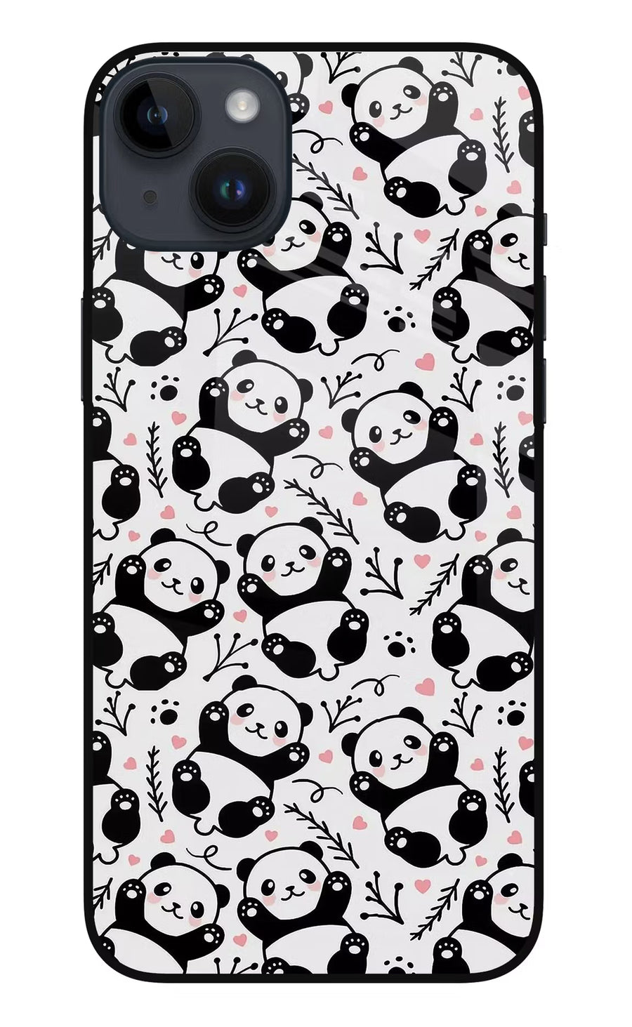Cute Panda iPhone 14 Plus Back Cover, Metal case