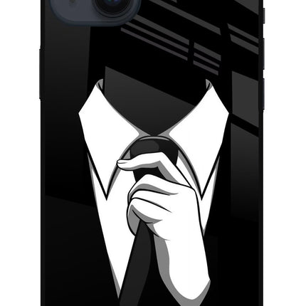 Black Tie iPhone 14 Plus Glass Case Back Cover by Casekaro