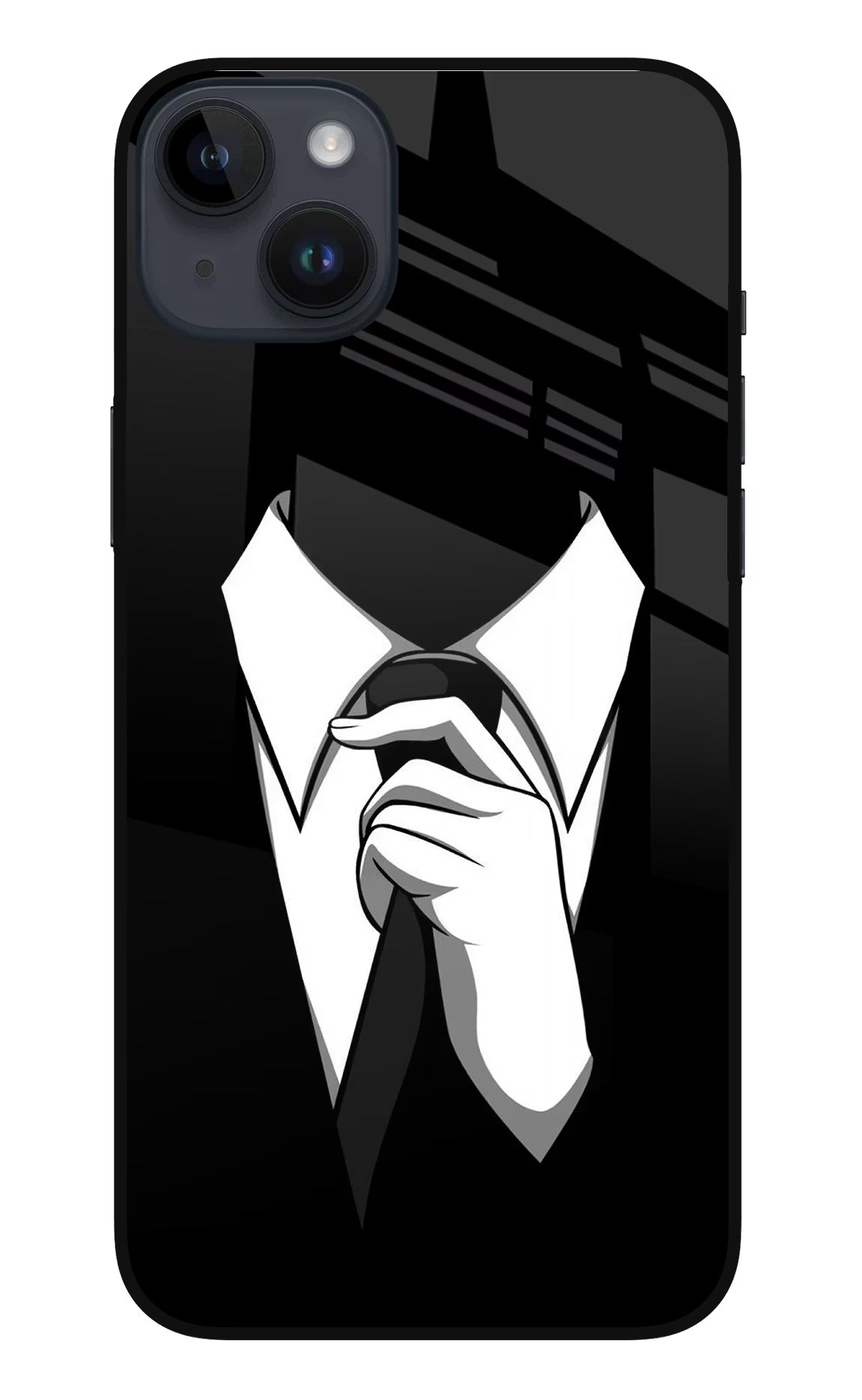Black Tie iPhone 14 Plus Glass Case Back Cover by Casekaro