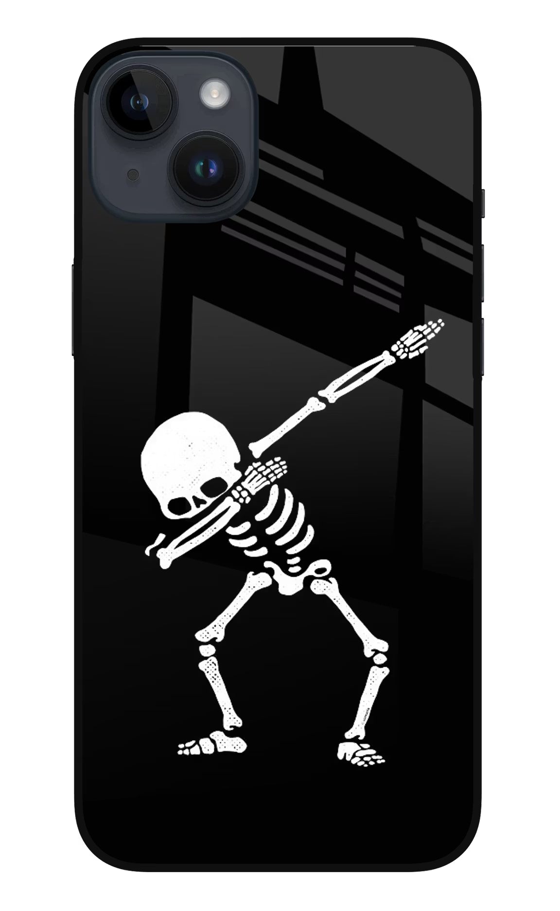 Dabbing Skeleton Art iPhone 14 Plus Glass Case Back Cover by Casekaro