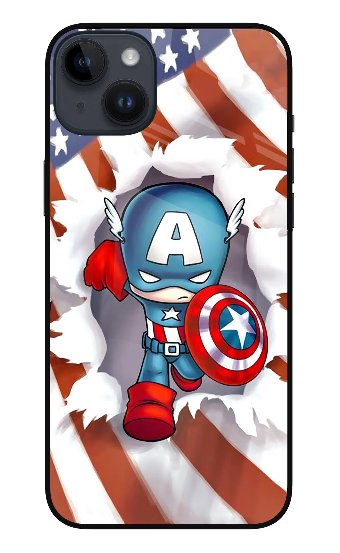 Captain America iPhone 14 Plus Glass Case Back Cover by Casekaro