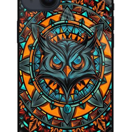 Angry Owl Art iPhone 14 Plus Glass Case Back Cover by Casekaro
