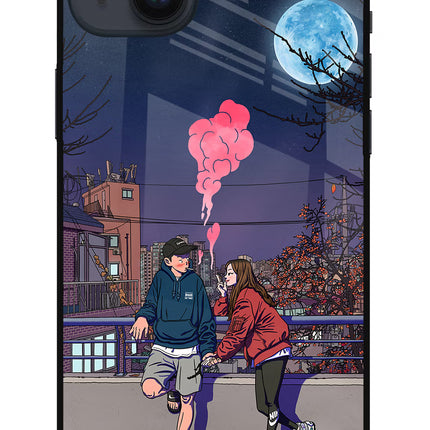 Chilling Couple iPhone 14 Plus Glass Case Back Cover by Casekaro